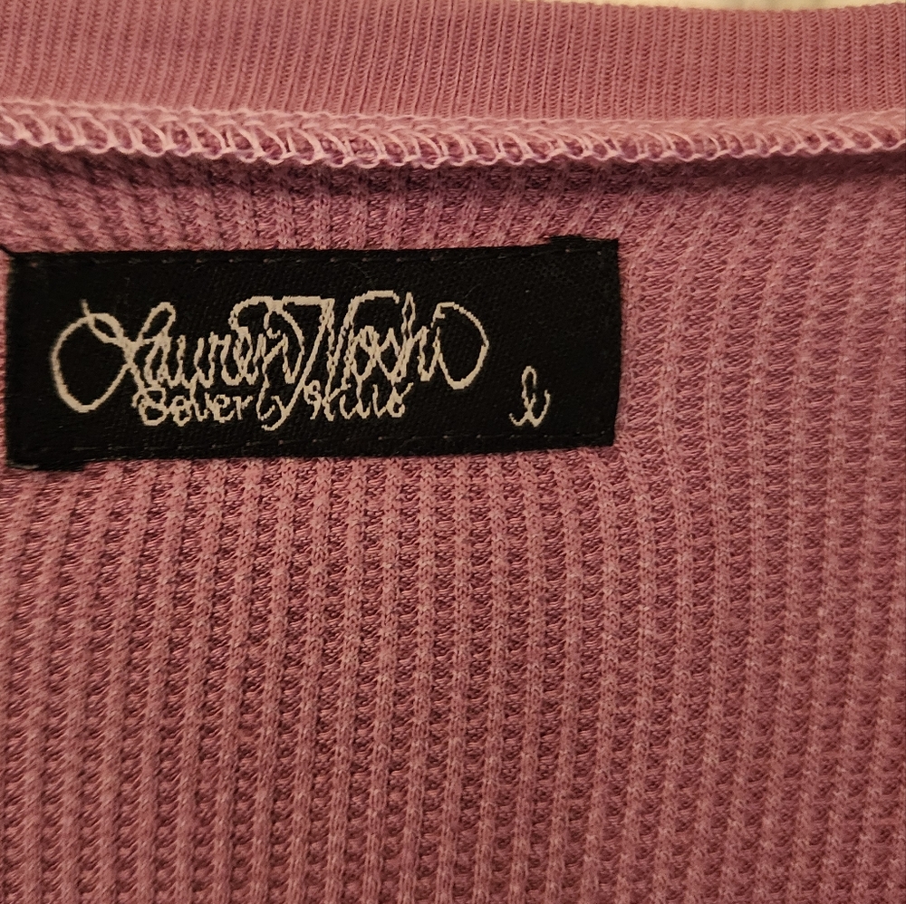 LAUREN Moshi Long Sleeve waffle knit  thermal in Mauve Purple Sizd SM and LG - Picture 9 of 10